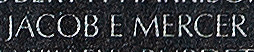 Engraved name on The Wall of Senior Master Sergeant Jacob E. Mercer, U.S. Air Force